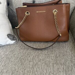 Michael Kors Tan Leather Shoulder Bag with Gold Accents